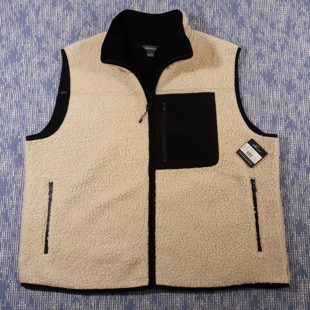 Eddie Bauer Chilali Sherpa Fleece Vest Faux Shearling Womens 2XL Oyster NEW